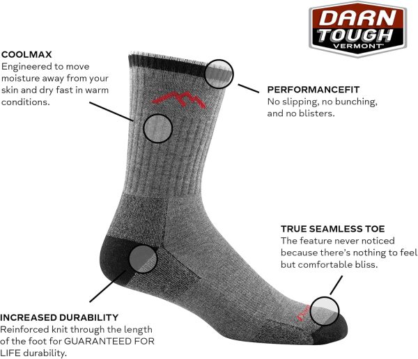 Darn Tough Vermont Unisex Adult Coolmax Micro Crew Cushion Socks - Image 2