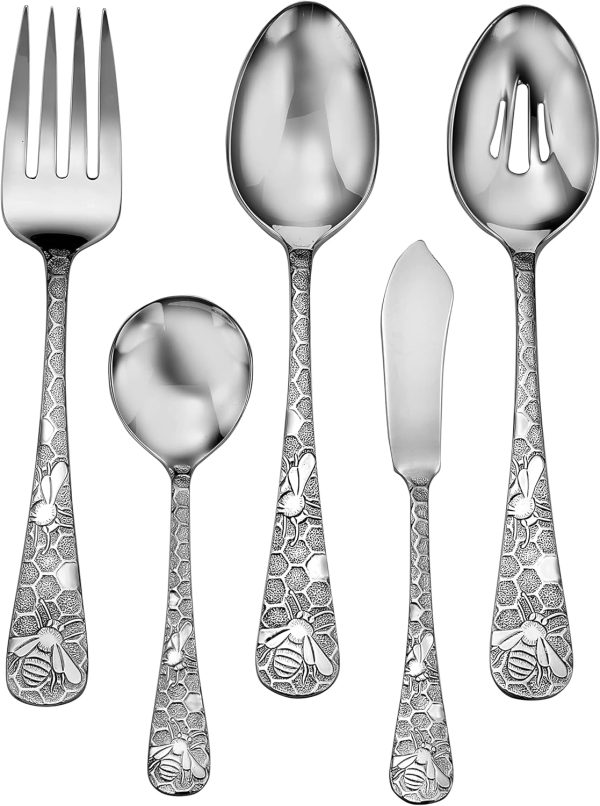 Liberty Tabletop Honey Bee 45pc Flatware Set Service For 8 Serving Set Included Silverware MADE IN USA 18/10 - Image 2