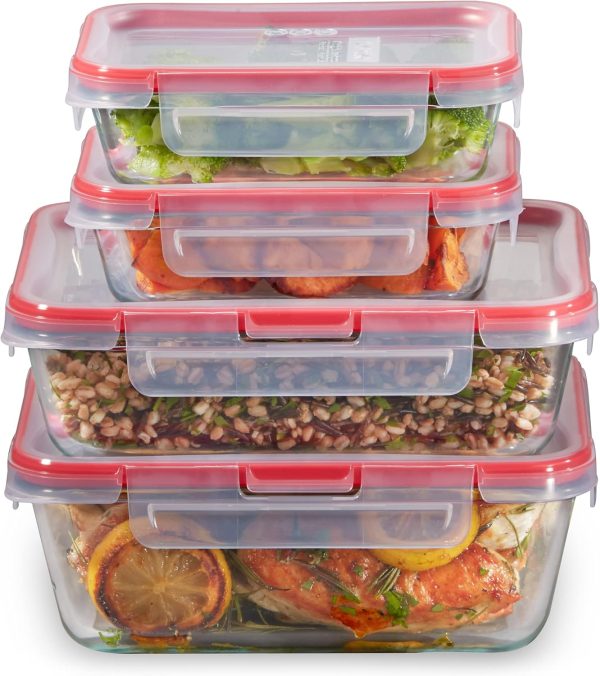 Pyrex Freshlock 5-Pack (4-Cup) Glass Food Storage Containers Set, Airtight & Leakproof Locking Lids, Freezer Dishwasher Microwave Safe - Image 6