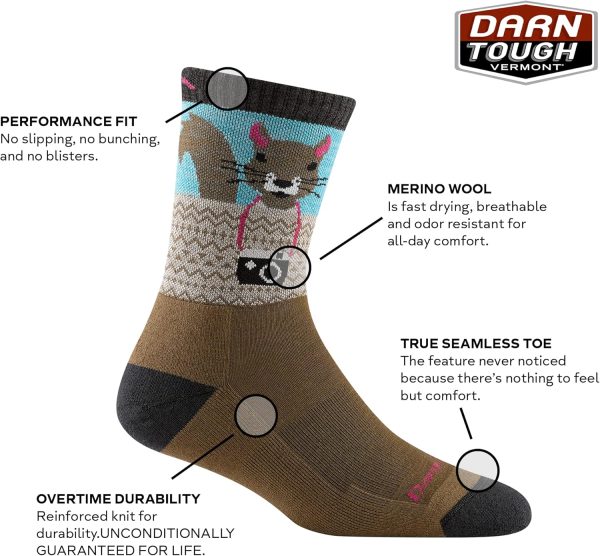 Darn Tough Women\'s Critter Club Micro Crew Lightweight with Cushion Sock (Style 5001) - - Image 2