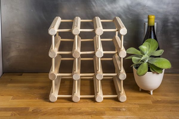 J.K. Adams Ash Wood Modular Stackable Wine Rack Storage Holder with Natural pins, 40 Bottle - Image 4