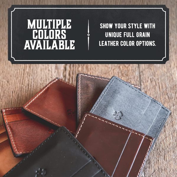 Men’s Slim Leather Wallet – Minimalist Front Pocket Wallet for Men, Full-Grain Leather, Made in USA - Image 4