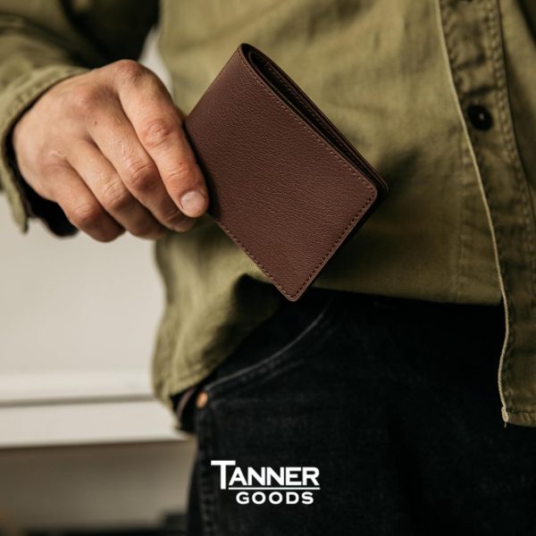 TANNER GOODS Mens Wallet. Mens Leather Wallets. Utility Bifold 4 Card Pocket Wallet, Billfold Slot Cardholder. Made in USA, Cognac Brown - Image 5