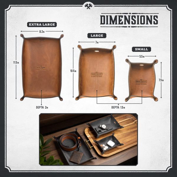 Leather Valet Tray for Men | Made in The USA | EDC Dump Tray for Keys, Phone, Wallet | Catch All Key Tray - Image 2