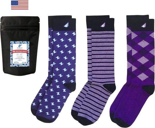 Premium Quality Colorful Dress Socks - American Made - 3-pack, Purple - Medium - Image 6