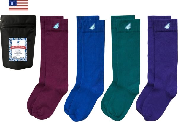 Cotton Premium Quality Colorful Solids Variety Dress Socks Gift 4-Pack, Made in America - Large