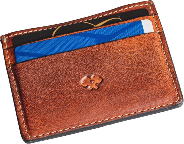Men’s Slim Leather Wallet – Minimalist Front Pocket Wallet for Men, Full-Grain Leather, Made in USA
