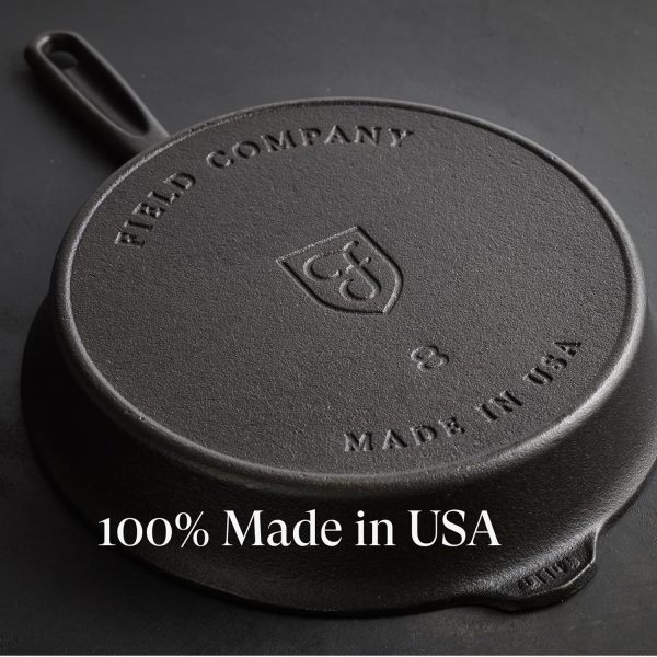 Field Company No.8 Cast Iron Skillet, 10 ¼ inches—Smoother, Lighter, Made in USA, Vintage Style, Preseasoned - Image 5