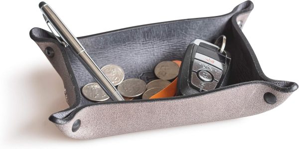 Leather Valet Tray for Men | Made in The USA | EDC Dump Tray for Keys, Phone, Wallet | Catch All Key Tray - Image 5