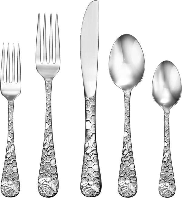 Liberty Tabletop Honey Bee 45pc Flatware Set Service For 8 Serving Set Included Silverware MADE IN USA 18/10