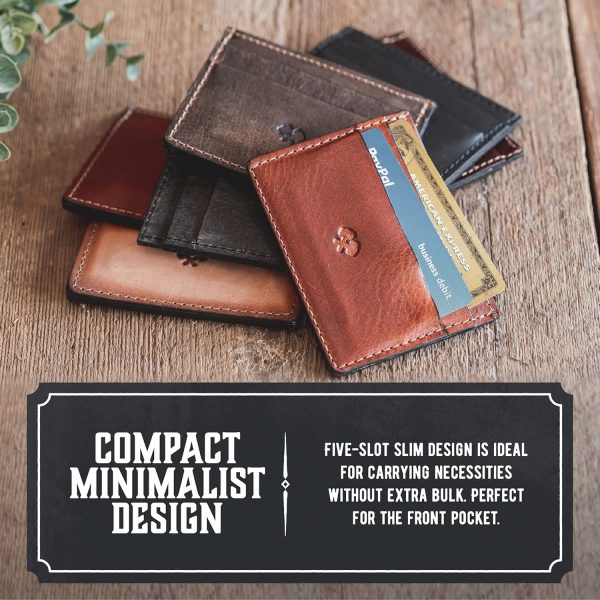 Men’s Slim Leather Wallet – Minimalist Front Pocket Wallet for Men, Full-Grain Leather, Made in USA - Image 3
