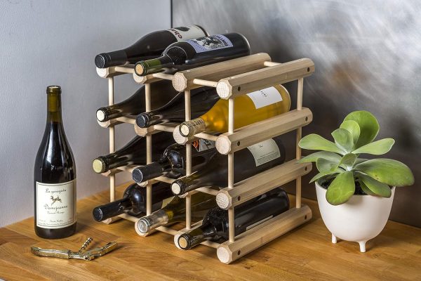 J.K. Adams Ash Wood Modular Stackable Wine Rack Storage Holder with Natural pins, 40 Bottle - Image 6