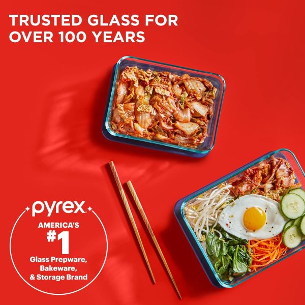 Pyrex Simply Store 3-Pack (3, 6 & 11 Cup) Large Rectangular Glass Food Storage Containers Set, Snug Fit Non-Toxic Plastic BPA-Free Lids, Freezer Dishwasher Microwave Safe - Image 5