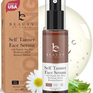 Face Tanner Serum - USA Made with Natural & Organic Ingredients, Sunless Self Tanner for Face with Anti-Aging Hyaluronic Acid, Non Toxic Bronzing Serum for Streak-Free Fake Tan & Natural Glow