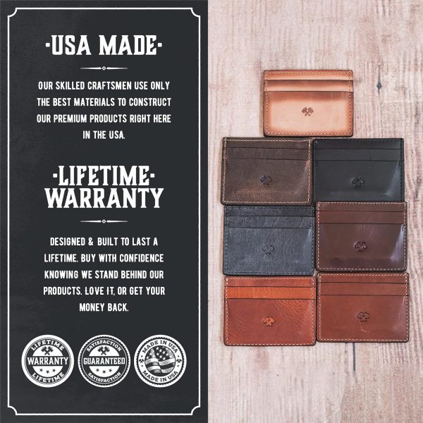 Men’s Slim Leather Wallet – Minimalist Front Pocket Wallet for Men, Full-Grain Leather, Made in USA - Image 5