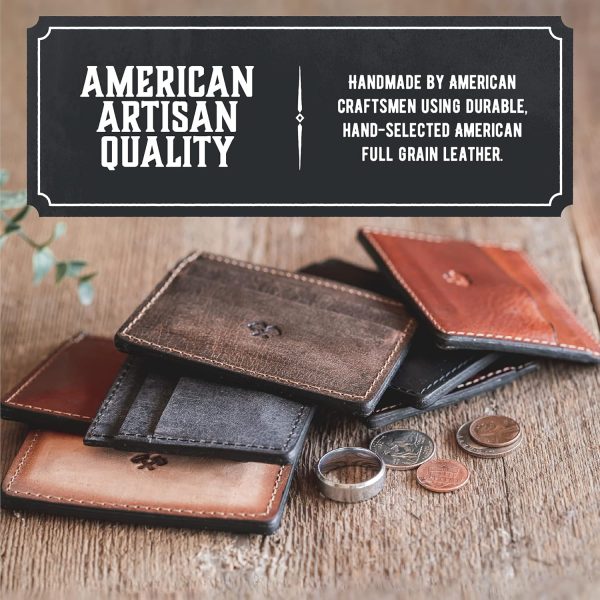 Men’s Slim Leather Wallet – Minimalist Front Pocket Wallet for Men, Full-Grain Leather, Made in USA - Image 2
