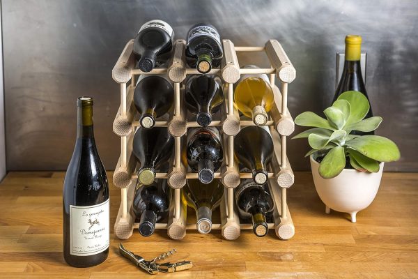J.K. Adams Ash Wood Modular Stackable Wine Rack Storage Holder with Natural pins, 40 Bottle - Image 5