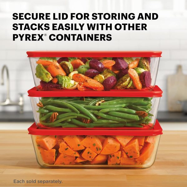 Pyrex Simply Store Glass Food Storage Container, Snug Fit Non-Toxic Plastic BPA-Free Lids, Freezer Dishwasher Microwave Safe, 11 Cup - Image 4