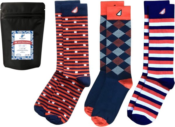 Mens Dress Socks Fun Happy Gift Crazy Awesome 3-Pack Made in America