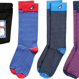 Premium Quality Colorful Dress Socks - American Made - 3-pack, Underdog 2 - Medium
