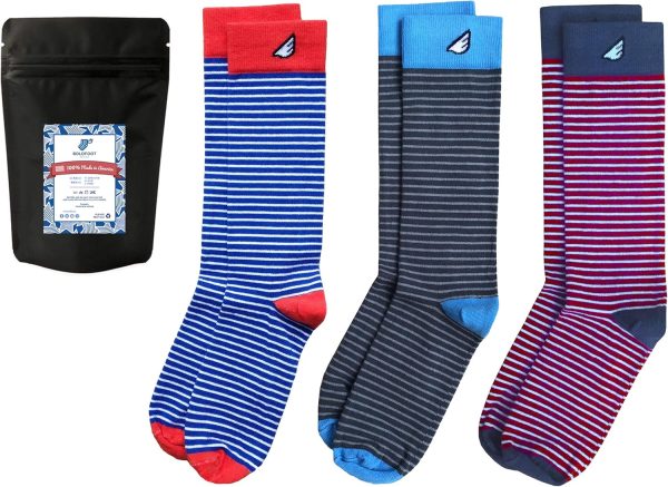 Premium Quality Colorful Dress Socks - American Made - 3-pack, Underdog 2 - Medium