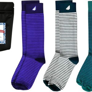 Mens Premium Quality Dress Socks Fun Stripe Colorful Happy, 3-pack, American-made