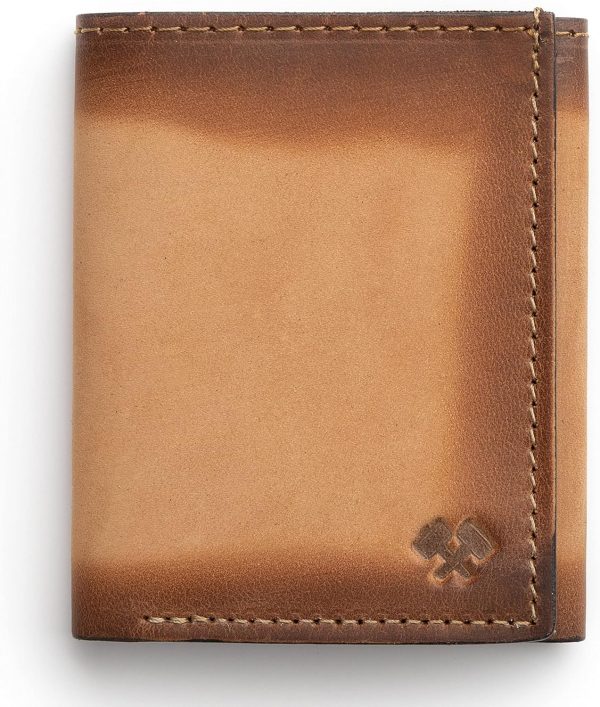 Trifold Leather Wallet For Men | Made In USA | Genuine Full Grain Leather Men\'s Tri Fold Wallet | Tobacco Snakebite - Image 5