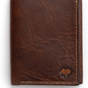 Trifold Leather Wallet For Men | Made In USA | Genuine Full Grain Leather Men\'s Tri Fold Wallet | Tobacco Snakebite
