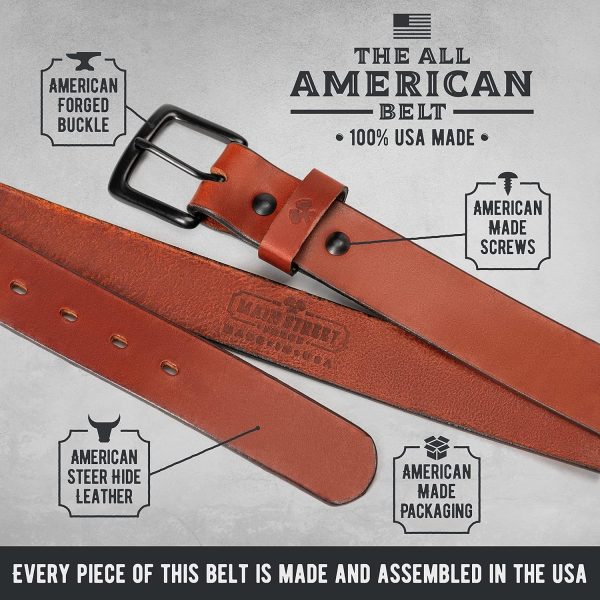 Main Street Forge All American Leather Belt | Made in USA | Men\'s Heavy Duty Work Belt | EDC Belt - Image 3