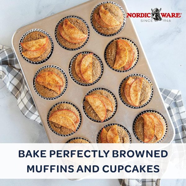 Nordic Ware Natural Aluminum Commercial Muffin Pan, 12 Cup - Image 2