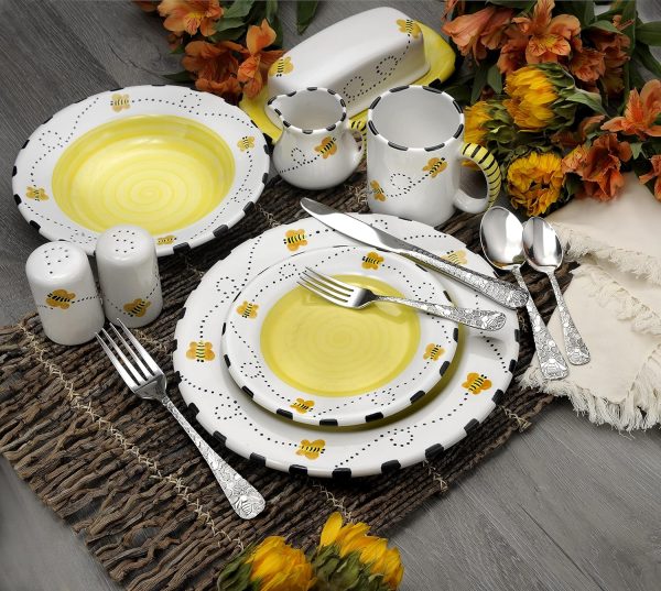 Liberty Tabletop Honey Bee 45pc Flatware Set Service For 8 Serving Set Included Silverware MADE IN USA 18/10 - Image 4
