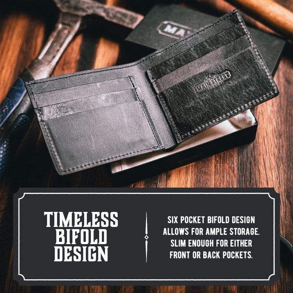 Main Street Forge Bifold Leather Wallet For Men | Made in USA | Mens Bifold Wallets | American Made | Tobacco Snakebite Brown - Image 2