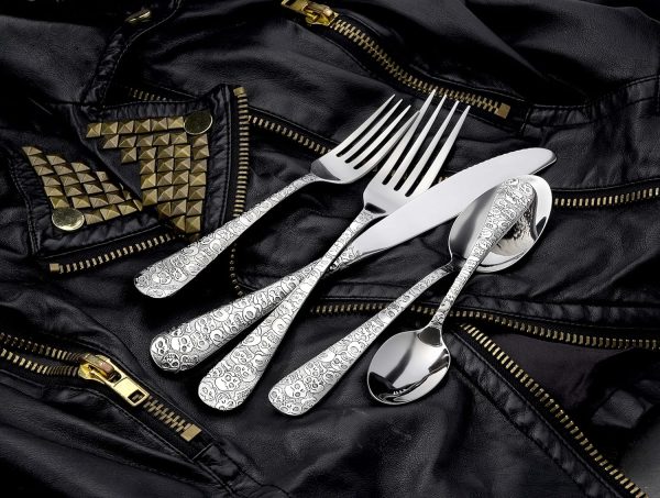 Liberty Tabletop Calavera (Skull) 20 Piece Flatware Set service for 4 18/10 Silverware Made in USA - Image 4