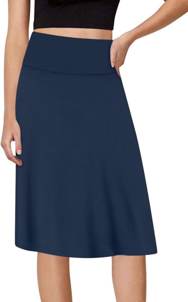Sweet Hearts A-Line Midi Skirts for Women- High Waist Knee Length Casual Flared Flowy Skirt Made in USA - Image 4
