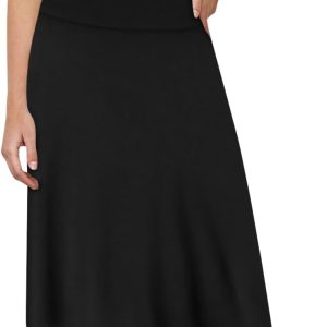 Sweet Hearts A-Line Midi Skirts for Women- High Waist Knee Length Casual Flared Flowy Skirt Made in USA