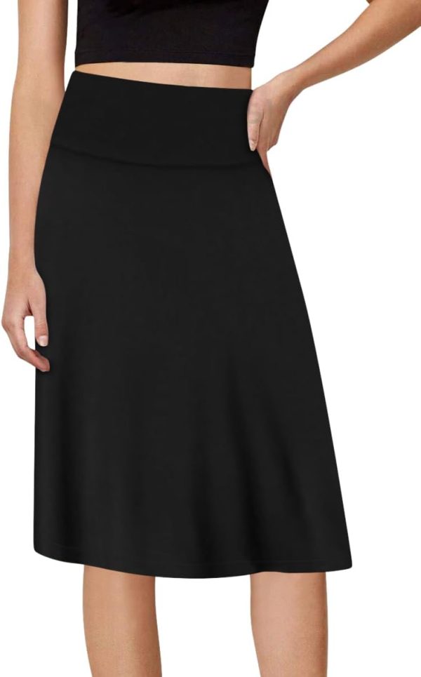 Sweet Hearts A-Line Midi Skirts for Women- High Waist Knee Length Casual Flared Flowy Skirt Made in USA