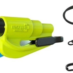 Resqme Accessory Pack The Original Emergency Keychain Car Escape Tool, 2-in-1 Seatbelt Cutter and Window Breaker, Made in USA With Visor Clip, Lanyard, Keyring and Cable Tie - Blue, Orange, Yellow