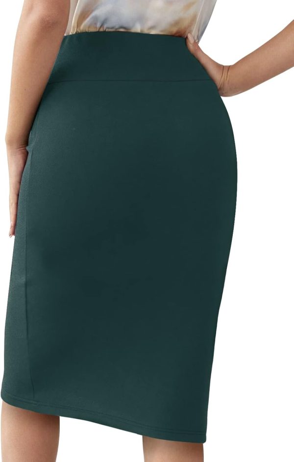 Sweet Hearts Women’s Basic Stretch Pencil Skirt- Regular & Plus Size- Below Knee Office Midi Bodycon Nylon Skirt Made in USA - Image 5