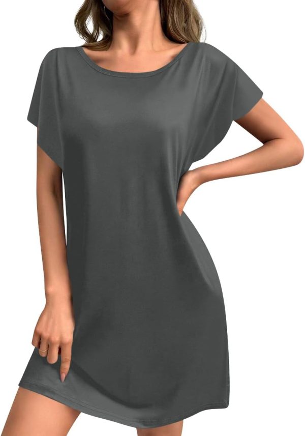 Sweet Hearts Nightgowns for Women - Short Sleeve Soft T-Shirt Dress Casual Sleep Shirt Loose Mini Pajama Dress Made in USA - Image 2
