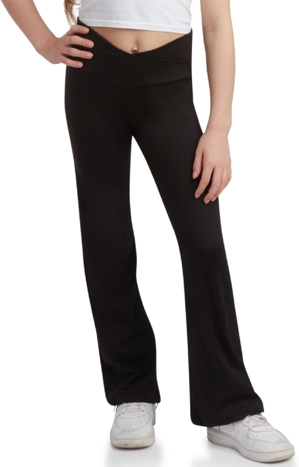 Sweet Hearts Girls Leggings - Athletic Yoga Pants High Waisted Flare Leggings for Girls - Made in USA (Sizes: 5-18)