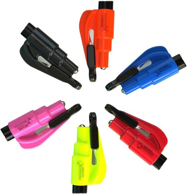 Resqme Pack of 2, The Original Emergency Keychain Car Escape Tool, 2-in-1 Seatbelt Cutter and Window Breaker, Made in USA, Safety Yellow - Image 2
