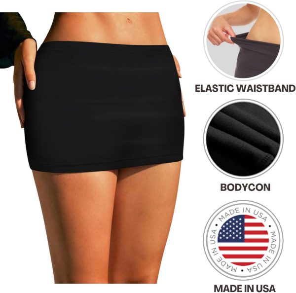 Sweet Hearts Black Mini Skirt for Women- Above Knee Elastic Waist Basic Mini Pencil Womens Skirts Bodycon Made in USA - Image 4