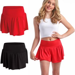 Sweet Hearts Girls Active Skort - 2 Pack Flowy Butterfly Shorts with Spandex Lining - Athletic Skirt for Girls, Made in USA