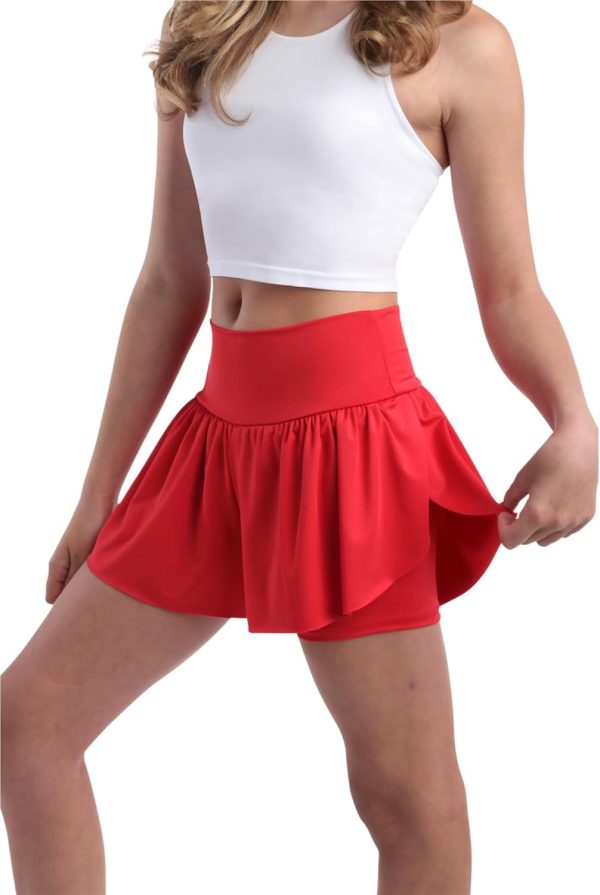 Sweet Hearts Girls Active Skort - 2 Pack Flowy Butterfly Shorts with Spandex Lining - Athletic Skirt for Girls, Made in USA - Image 4
