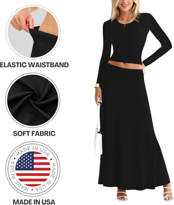Sweet Hearts Maxi Skirts for Women- Elastic Waist Casual Comfy Flare A-Line Long Skirt XS-XL Made in USA - Image 3