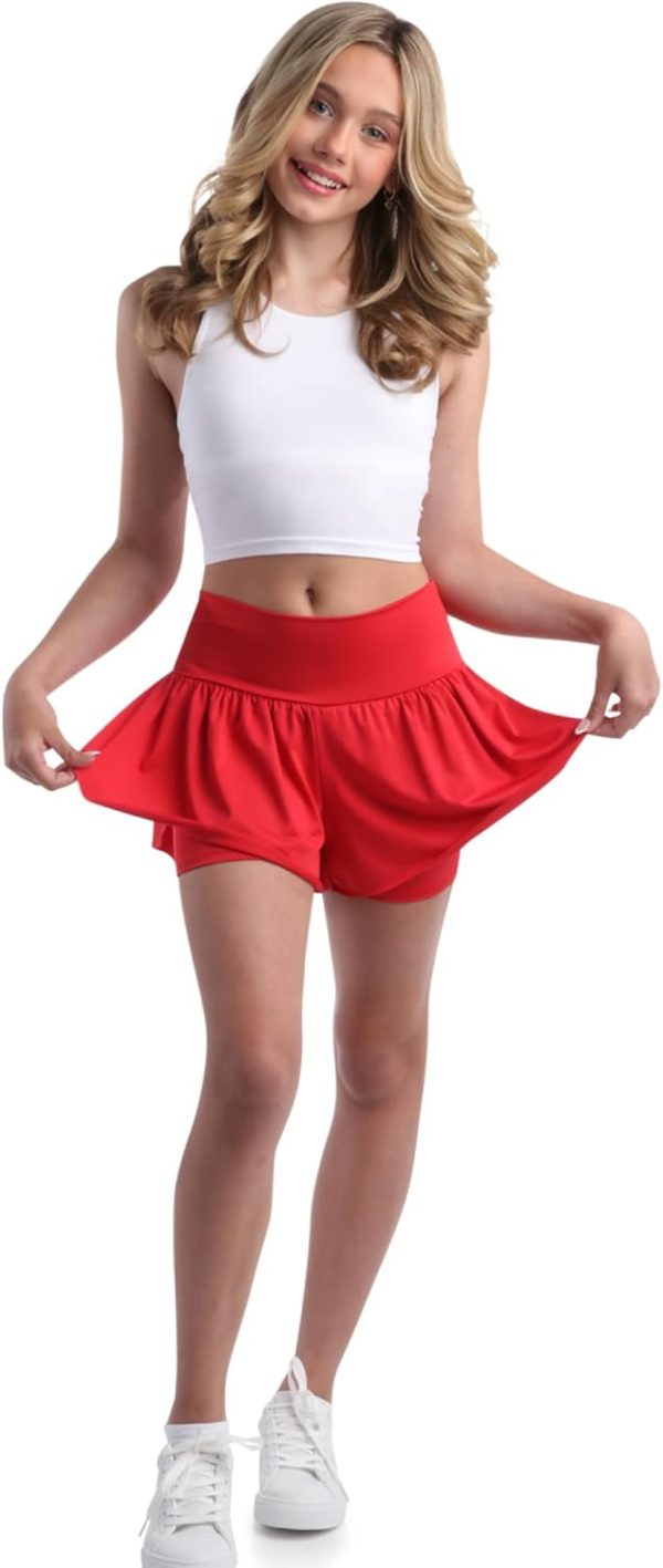 Sweet Hearts Girls Active Skort - 2 Pack Flowy Butterfly Shorts with Spandex Lining - Athletic Skirt for Girls, Made in USA - Image 3