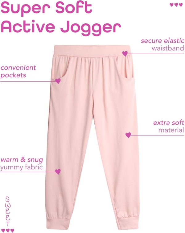Sweet Hearts Girls Sweatpants - 3 Pack Girls\' Activewear High Waisted Jogger Pants with Pockets: Made in USA (Sizes: 5-18) - Image 2
