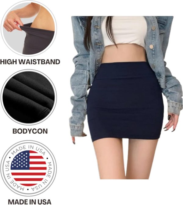 Sweet Hearts Mini Pencil Skirt for Women- Sparkly Lurex Above Knee Basic Shiny Bodycon Skirt Made in USA (Lurex, Medium) - Image 3