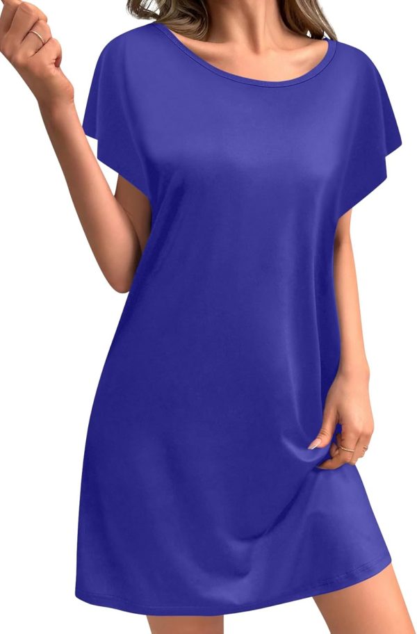 Sweet Hearts Nightgowns for Women - Short Sleeve Soft T-Shirt Dress Casual Sleep Shirt Loose Mini Pajama Dress Made in USA - Image 5
