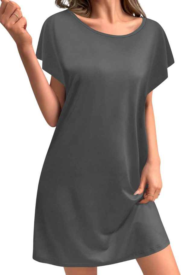 Sweet Hearts Nightgowns for Women - Short Sleeve Soft T-Shirt Dress Casual Sleep Shirt Loose Mini Pajama Dress Made in USA